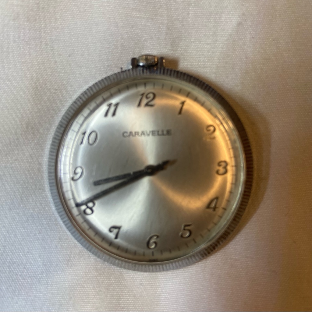 Caravelle Silver Tone Vintage Manual Mechanical Winding Pocket Watch